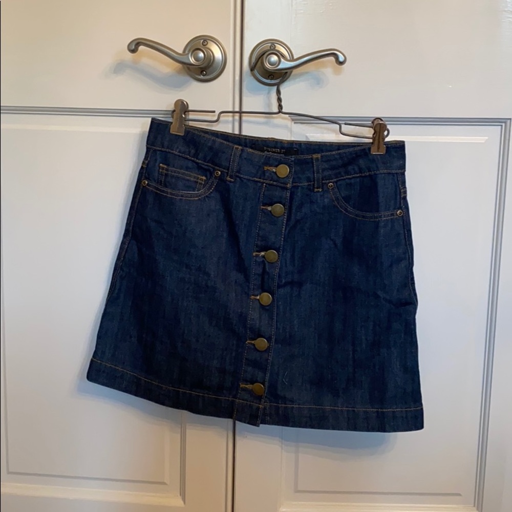 Medium jean button down mini skirt